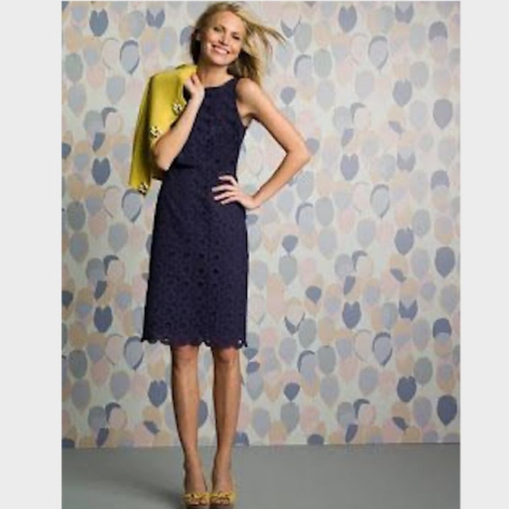 BODEN Limited Edition Navy Eyelet Cotton Dress